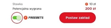 Freebety uruchamia sie specjalnym suwakiem