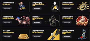 Grafika z roznymi promocjami LV BET