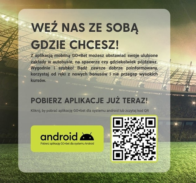 Kod do ściągnięcia aplikacji GO+Bet