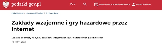 Oficjalna strona rzadowa z wykazem legalnych zakaldow bukmacherskich