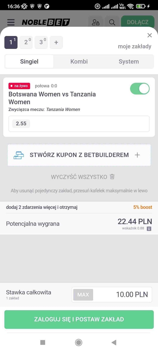 Postaw pierwszy zaklad aby otrzymac promocje w Noblebet