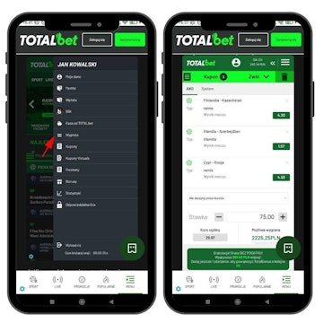 Wpłata i zakład w aplikacji TOTALbet