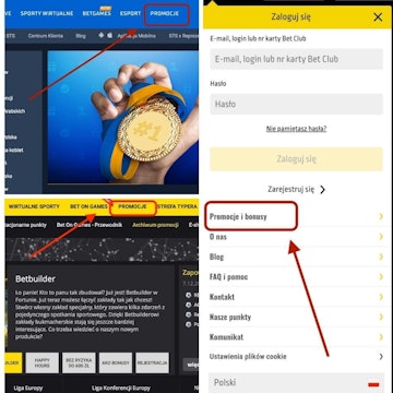 Zakładka promocje u różnych bukamcherów